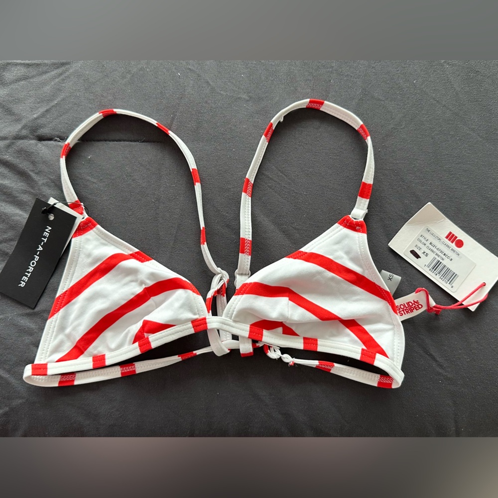 Red and White Striped Bikini Top (XS)